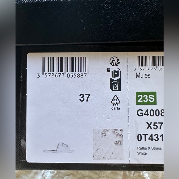 Chanel CC Spotlight White with Crystal Rafia Mules Sandals 37 - Picture 5 of 9